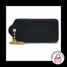 Load image into Gallery viewer, 2.25" COACH NEW YORK Black Smooth Leather Brass Fob Bag Charm Keychain Hang Tag
