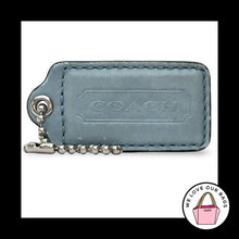 Load image into Gallery viewer, COACH HANG TAG 2.5" Blue Polished Leather Nickel Large Bag Charm Keychain Fob
