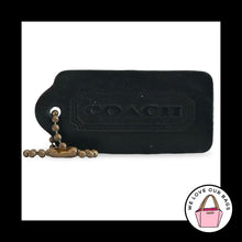 Load image into Gallery viewer, COACH VINTAGE DOUBLESIDED Hang Tag Black Leather Brass Bag Charm Keychain Fob
