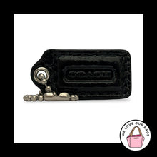 Load image into Gallery viewer, COACH HANG TAG 1.5" Black Patent Leather Nickel Bag Charm Keychain Fob Small
