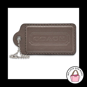 3" XL COACH Mushroom Taupe Brown Leather Nickel Fob Bag Charm Keychain Hang Tag