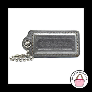 2.25" Medium COACH Silver Leather Nickel Key Fob Bag Charm Keychain Hang Tag
