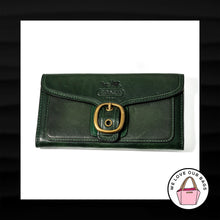 Load image into Gallery viewer, $248 COACH BLEECKER CHECKBOOK Bottle Green Leather Brass Buckle Wallet 40884
