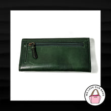 Load image into Gallery viewer, $248 COACH BLEECKER CHECKBOOK Bottle Green Leather Brass Buckle Wallet 40884
