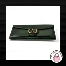 Load image into Gallery viewer, $248 COACH BLEECKER CHECKBOOK Bottle Green Leather Brass Buckle Wallet 40884
