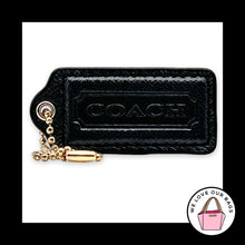 Load image into Gallery viewer, COACH HANG TAG 2.25" Black Crossgrain Leather Bag Charm Keychain Fob Brass Large
