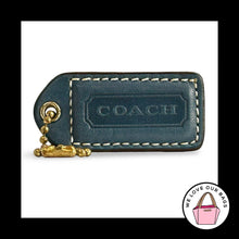 Load image into Gallery viewer, COACH Y2K VINTAGE Hang Tag 2" Denim Blue Leather Bag Charm Fob Antique Brass
