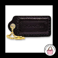 Load image into Gallery viewer, COACH HANG TAG 2" Dark Purple Bag Charm Keychain Fob Patent Leather Brass Medium

