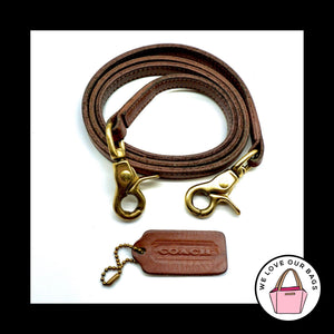 2 pc Lot COACH VINTAGE Tabac Brown HangTag Fob Charm & Trigger Leather Bag Strap
