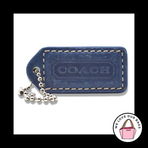 2" Medium Y2K VINTAGE COACH Denim Blue Leather Fob Bag Charm Keychain Hang Tag