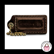 Load image into Gallery viewer, COACH POPPY HANG TAG Bronze Brown Mirrored Leather Brass Bag Charm Keychain Fob
