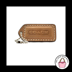 2" VINTAGE COACH Doe Brown Leather Nickel Key Fob Bag Charm Keychain Hang Tag