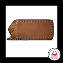 Load image into Gallery viewer, COACH Y2K VINTAGE Hang Tag 2" Black Leather Antique Brass Bag Charm Keychain Fob
