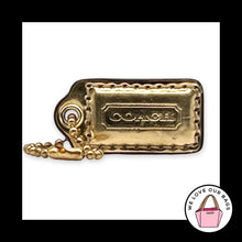 Load image into Gallery viewer, COACH POPPY HANG TAG 1.5" Gold Mirrored Leather Bag Charm Keychain Fob Small
