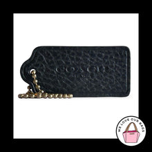 Load image into Gallery viewer, COACH HANG TAG 2.25" Black Pebbled Leather Bag Charm Fob New York Antique Brass
