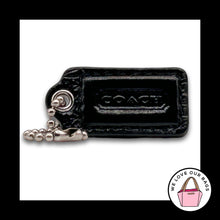 Load image into Gallery viewer, COACH HANG TAG 1.5" Bag Charm Keychain Fob Black Polished Leather Nickel Small
