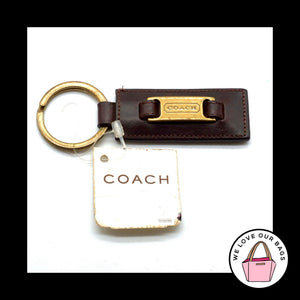 NWT Rare VINTAGE COACH Italy Mahogany Brown Leather Key Fob Bag Charm Keychain
