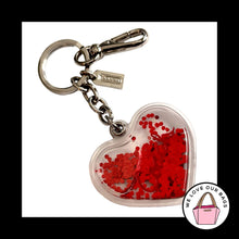Load image into Gallery viewer, New Rare COACH POPPY Heart SNOWGLOBE Liquid Red Glitter Keychain Bag Charm Fob
