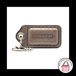 1.5" Small COACH Gray Leather Nickel Key Fob Bag Charm Keychain Hang Tag