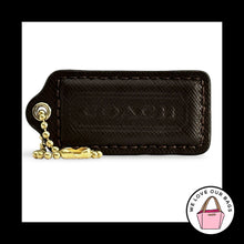 Load image into Gallery viewer, COACH HANG TAG 2.25" Brown Crossgrain Leather Bag Charm Keychain Fob Brass Large
