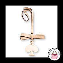 Load image into Gallery viewer, KATE SPADE Heart Bow Tan Nude Leather Strap Loop Bag Charm Keychain Hang Tag Fob
