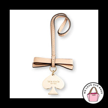 Load image into Gallery viewer, KATE SPADE Heart Bow Tan Nude Leather Strap Loop Bag Charm Keychain Hang Tag Fob
