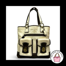 Load image into Gallery viewer, Rare $658 COACH GIGI 65th Anniversary Leather Spectator Tote Legacy Stripe 11569

