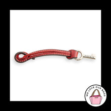 Load image into Gallery viewer, FOSSIL KEY Silver Nickel Metal Red Leather Strap Bag Charm Hang Tag Keychain Fob
