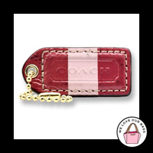 Load image into Gallery viewer, COACH Y2K VINTAGE Hang Tag Bag 2" Charm Keychain Fob Pink Stripe Leather Brass
