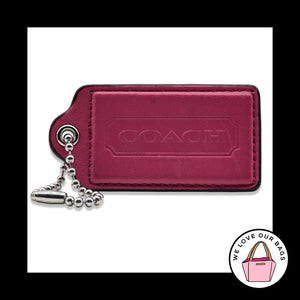 RARE 3" XL COACH Pink Smooth Leather Nickel Key Fob Bag Charm Keychain Hang Tag