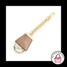 Load image into Gallery viewer, New MICHAEL KORS Gold Brass Chain Brown Leather Bag Charm Hang Tag Keychain Fob
