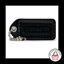 Load image into Gallery viewer, COACH Y2K VINTAGE Hang Tag 2" Black Leather Bag Charm Keychain Fob Nickel

