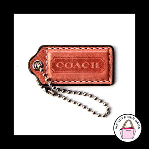 2" Medium COACH PINK LEATHER Nickel Key Fob Bag Charm Keychain Hang Tag