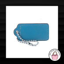 Load image into Gallery viewer, 2.5&quot; Large COACH SADDLE TAN BLUE LEATHER NICKEL FOB BAG CHARM KEYCHAIN HANG TAG

