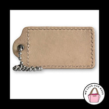 Load image into Gallery viewer, COACH HANG TAG 3" Buff Tan Nude White Stripe Leather Bag Charm Keychain X-Large
