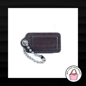 1.5" Small COACH BROWN LEATHER NICKEL KEY FOB CHARM KEYCHAIN HANG TAG WRISTLET