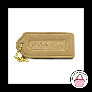 RARE 2.25" COACH VINTAGE Khaki Leather Brass Fob Bag Charm Keychain Hang Tag