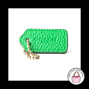 1.5" COACH NEW YORK GREEN PEBBLED LEATHER BRASS FOB BAG CHARM KEYCHAIN HANG TAG
