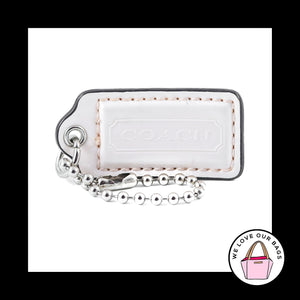 2" Medium COACH White PATENT LEATHER Nickel Key Fob Bag Charm Keychain Hang Tag