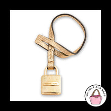 Load image into Gallery viewer, MICHAEL KORS LOCK Gold Brass Gold Leather Strap Bag Charm Hang Tag Keychain Fob
