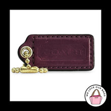 Load image into Gallery viewer, COACH HANG TAG 2" Purple Smooth Leather Bag Charm Keychain Fob Brass Medium
