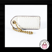 Load image into Gallery viewer, 2&quot; Medium COACH White LEATHER &amp; SUEDE Brass Key Fob Bag Charm Keychain Hang Tag

