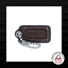 Load image into Gallery viewer, 1.5&quot; Small COACH CHOCOLATE BROWN LEATHER NICKEL FOB CHARM KEYCHAIN HANG TAG
