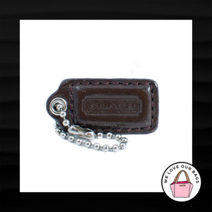 1.5" Small COACH CHOCOLATE BROWN LEATHER NICKEL FOB CHARM KEYCHAIN HANG TAG