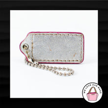 Load image into Gallery viewer, 2&quot; Medium COACH Pink Patent Leather Nickel Key Fob Bag Charm Keychain Hang Tag
