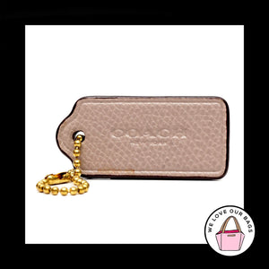 2.25" COACH NEW YORK Gray Pebbled Leather Brass Fob Bag Charm Keychain Hang Tag