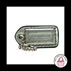 1.5" Small COACH SILVER LEATHER Nickel Key Fob Bag Charm Keychain Hang Tag