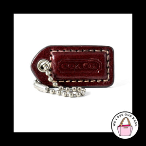 1.5" Small COACH Burgundy Red Leather Nickel Key Fob Bag Charm Keychain Hang Tag