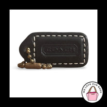 Load image into Gallery viewer, COACH Y2K VINTAGE Hang Tag 1.5" Black Leather Bag Charm Keychain Fob Brass Small

