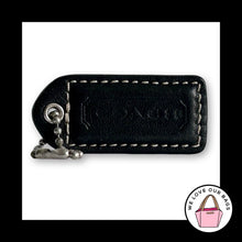Load image into Gallery viewer, COACH Y2K VINTAGE Hang Tag 2" Black Leather Bag Charm Keychain Fob Nickel Medium
